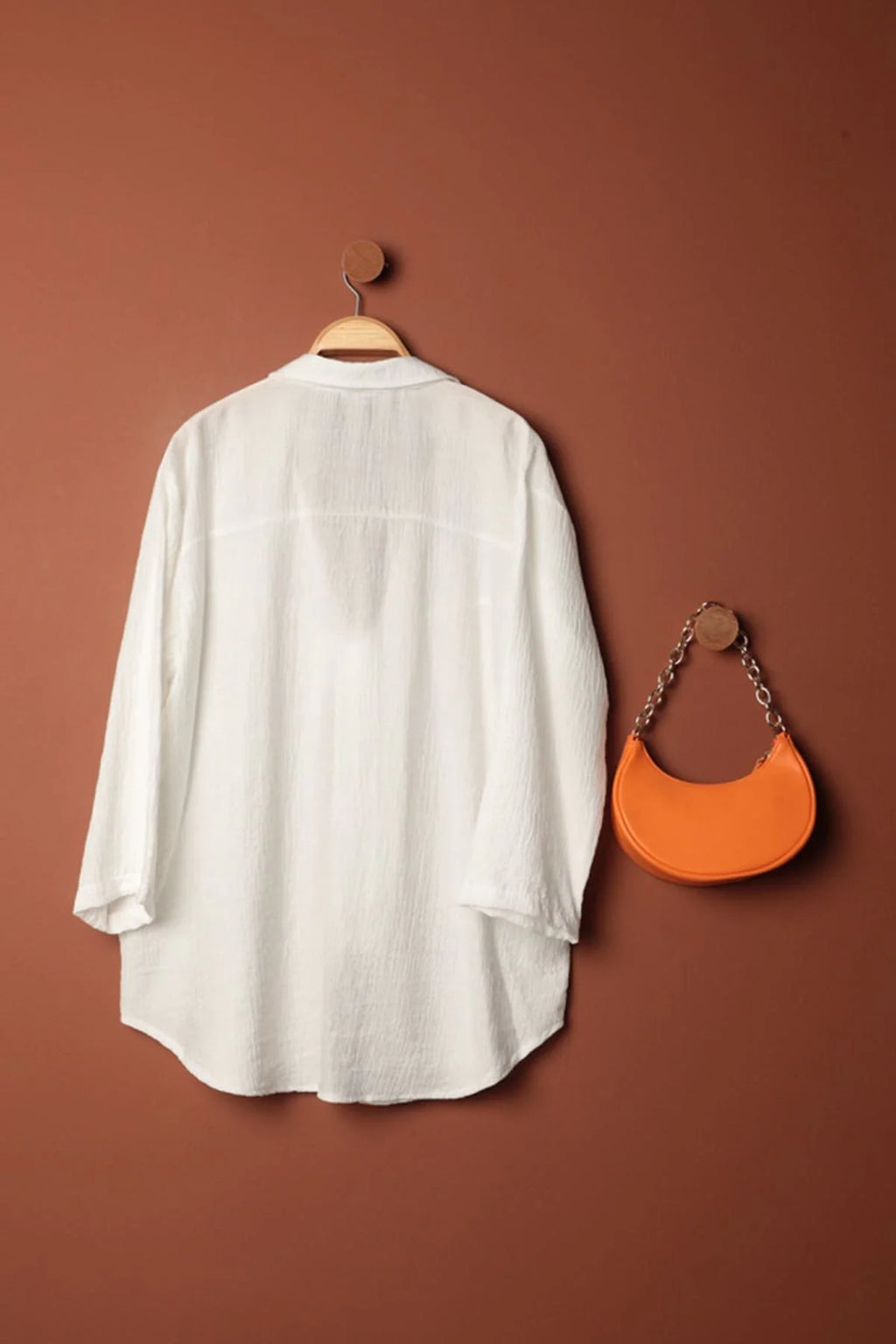 Ağaç Kabuğu Kumaş Kimono-Ekru